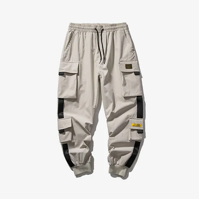 2021 New Hip Hop Joggers Cargo Pants Men Harem Pants Multi-Pocket Ribbons Man Sweatpants Streetwear Casual
