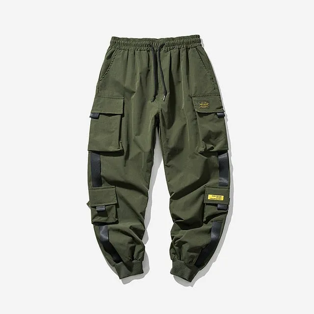 2021 New Hip Hop Joggers Cargo Pants Men Harem Pants Multi-Pocket Ribbons Man Sweatpants Streetwear Casual