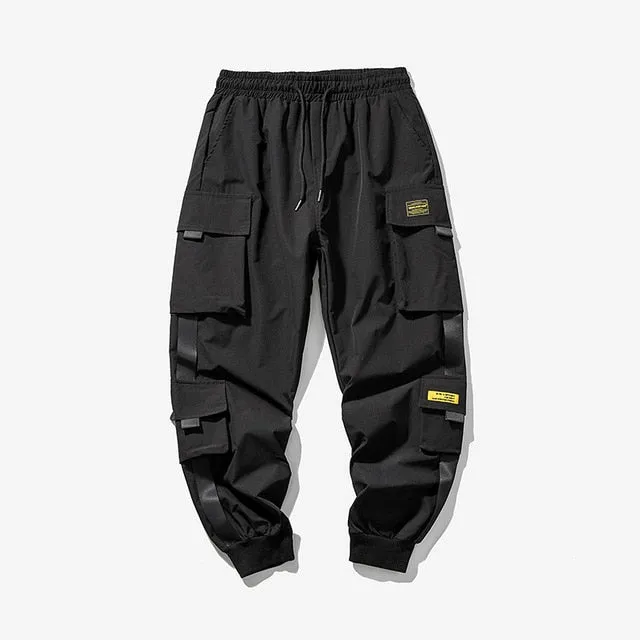 2021 New Hip Hop Joggers Cargo Pants Men Harem Pants Multi-Pocket Ribbons Man Sweatpants Streetwear Casual