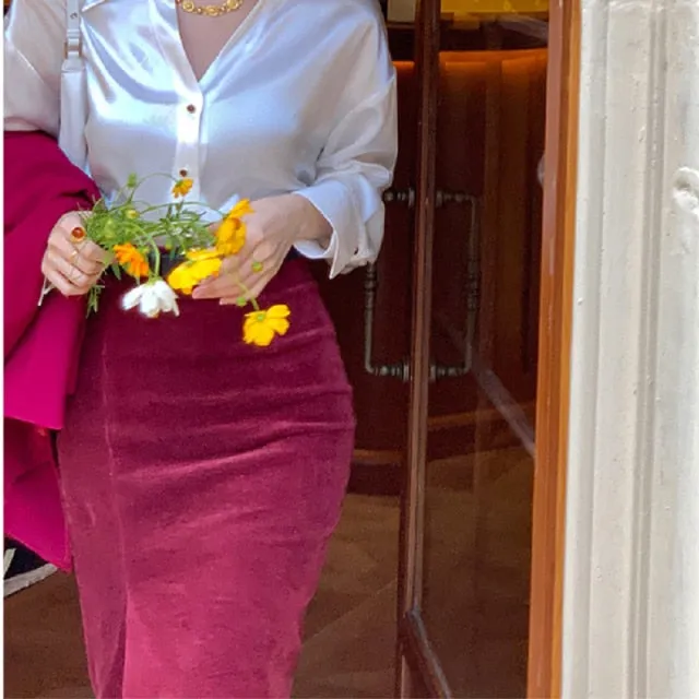 A-line high waist corduroy skirt