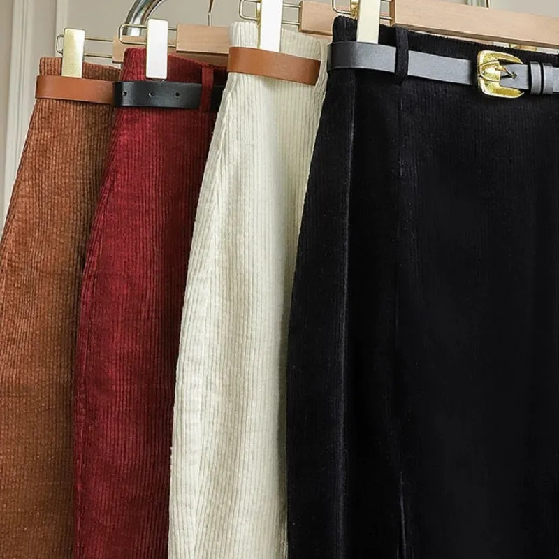 A-line high waist corduroy skirt