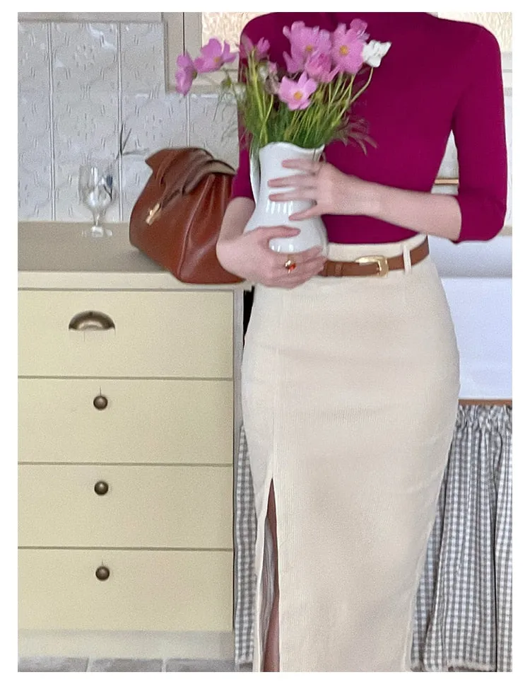 A-line high waist corduroy skirt