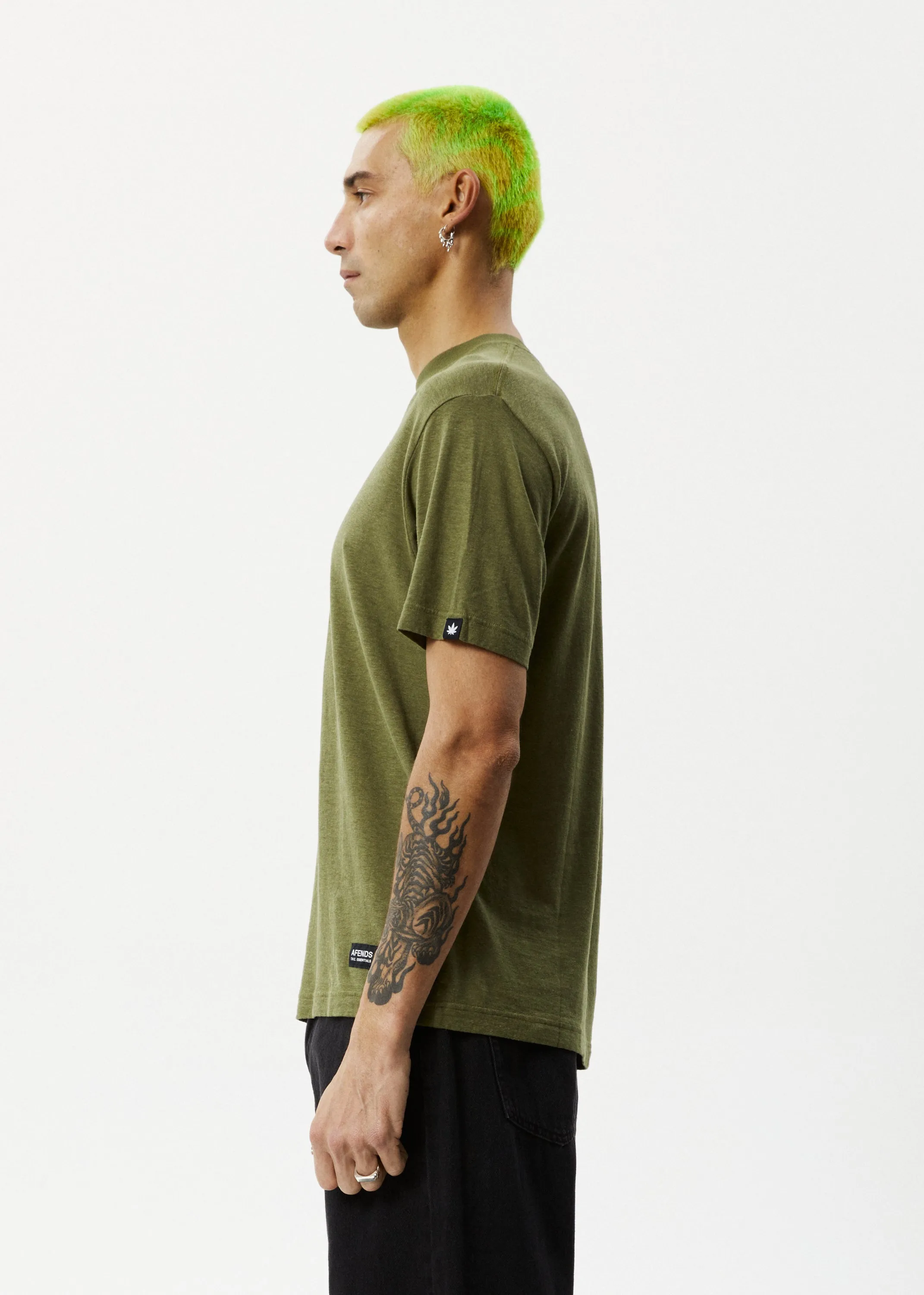 AFENDS Mens Classic - Hemp Retro T-Shirt - Military