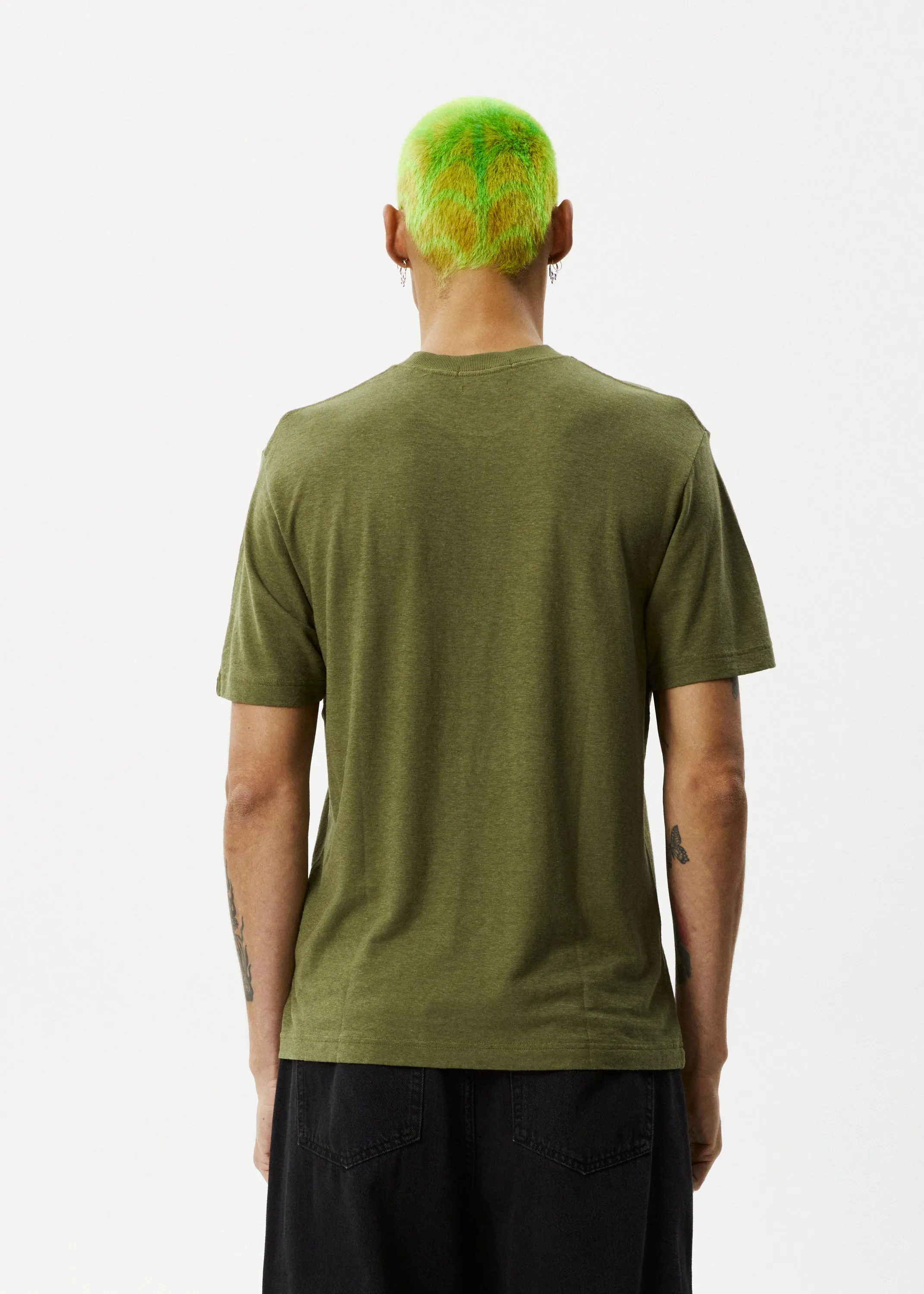 AFENDS Mens Classic - Hemp Retro T-Shirt - Military
