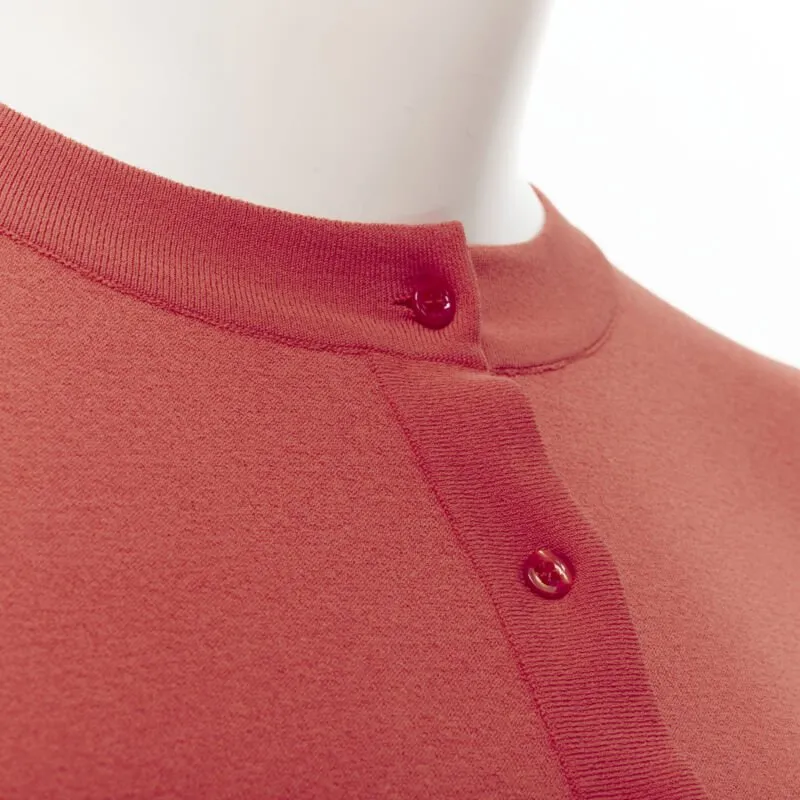 ALAIA Signature cropped stretch knit cardigan Rouge Vermeil coral FR36 XS