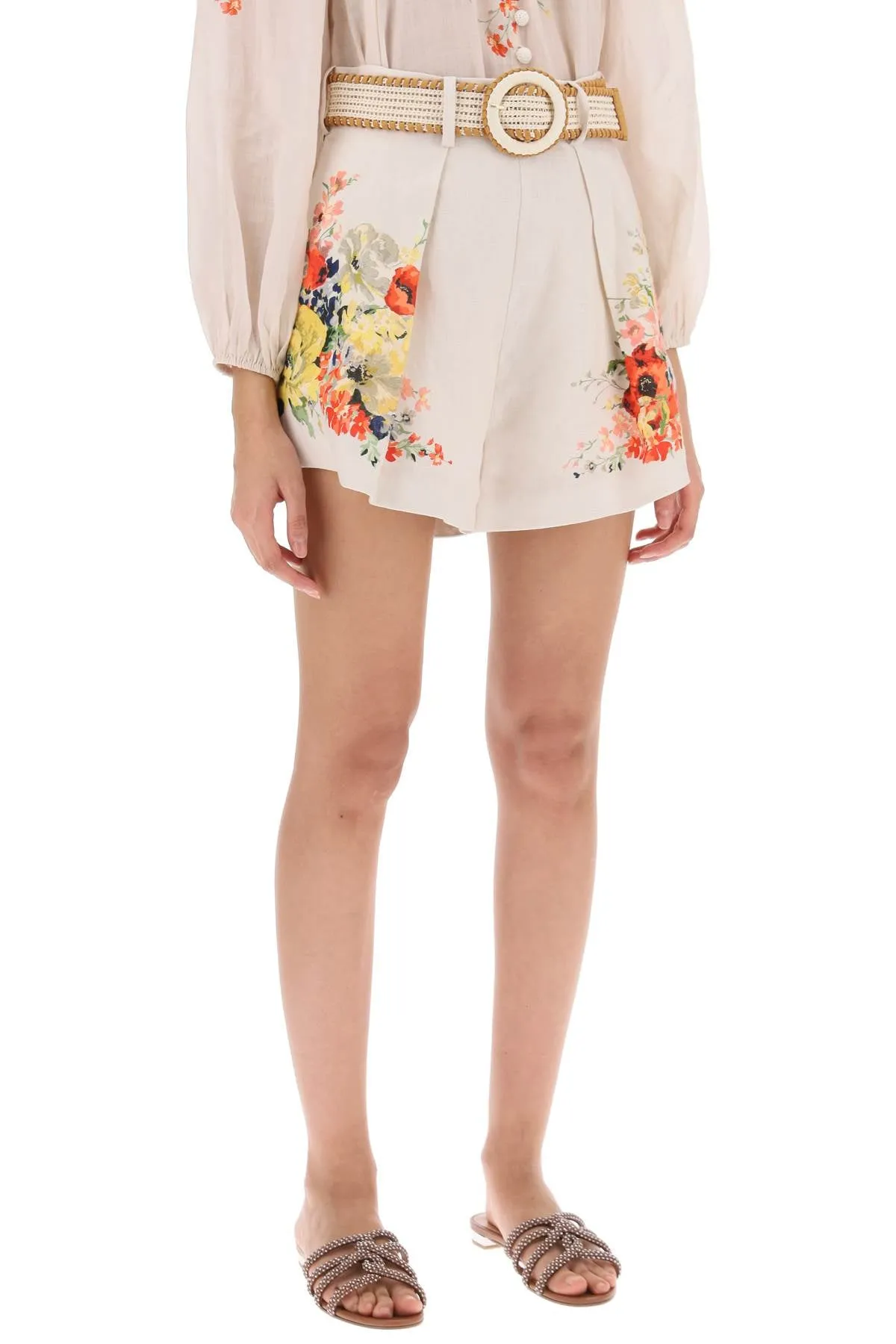 alight linen tuck shorts