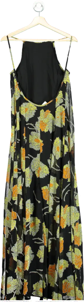 ASOS Black Floral Maxi Dress UK 8