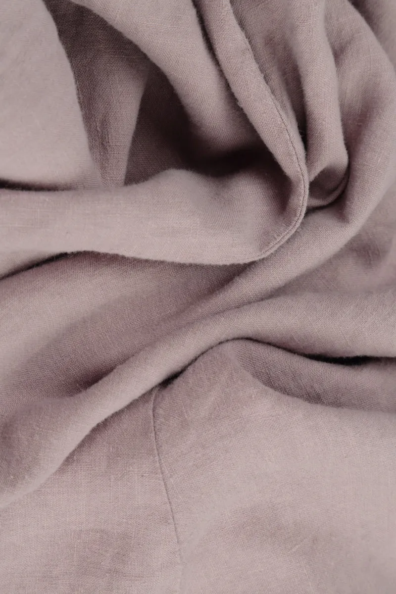 Balloon Cropped Sleeves Greige Linen Dress