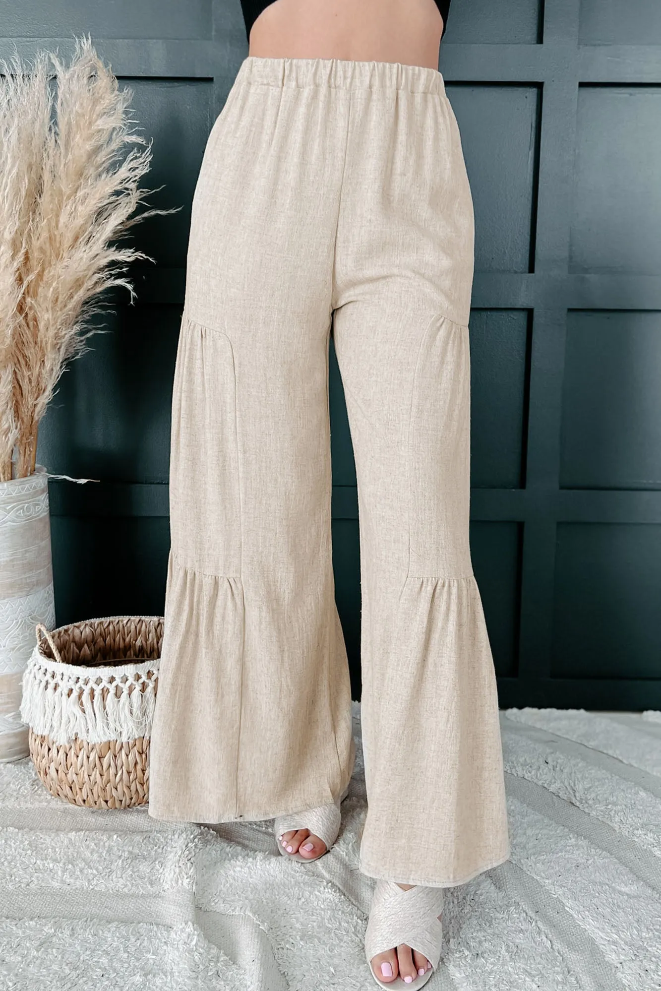 Baytown Wide Leg Linen Pants (Oatmeal)