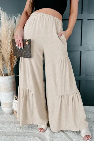 Baytown Wide Leg Linen Pants (Oatmeal)