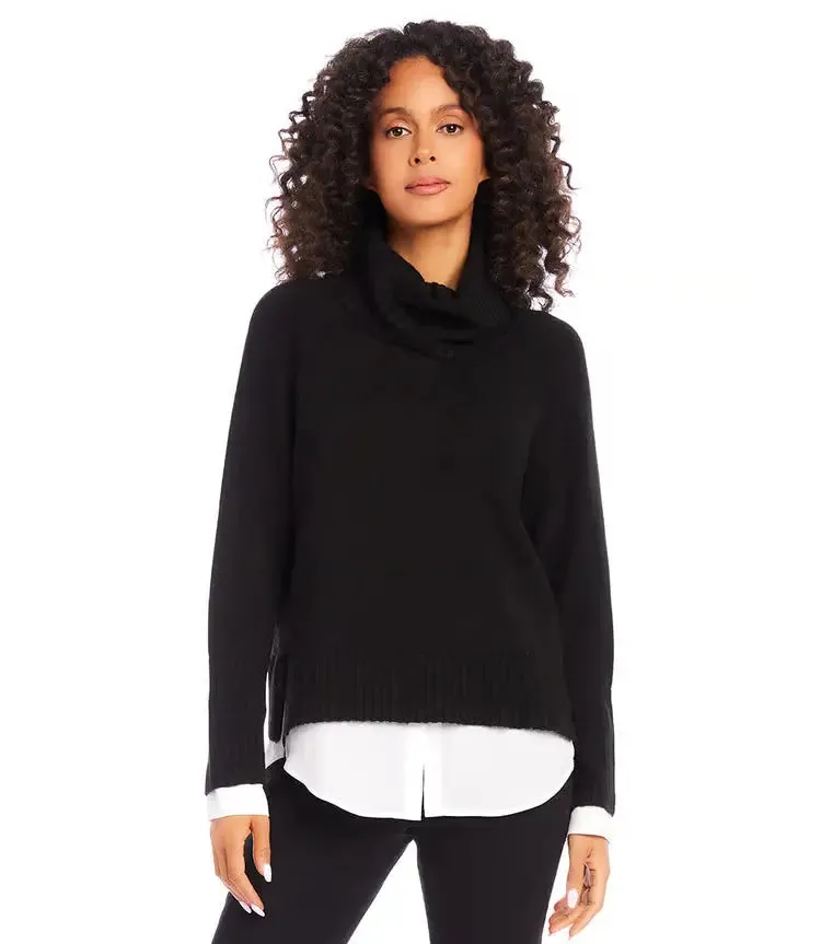 Bernadine Black Layered Turtleneck Sweater - Karen Kane 4L89840