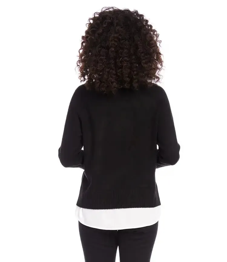 Bernadine Black Layered Turtleneck Sweater - Karen Kane 4L89840