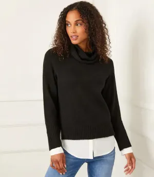 Bernadine Black Layered Turtleneck Sweater - Karen Kane 4L89840