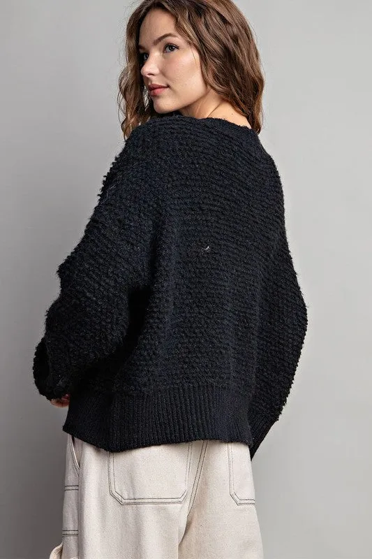 Black Button Down Pocket Cardigan