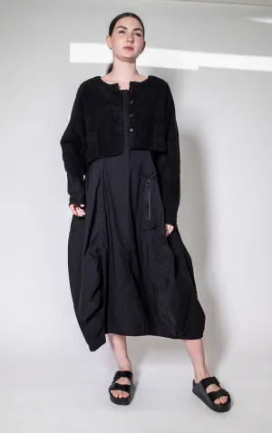 Black Label Cropped Cardigan in Black