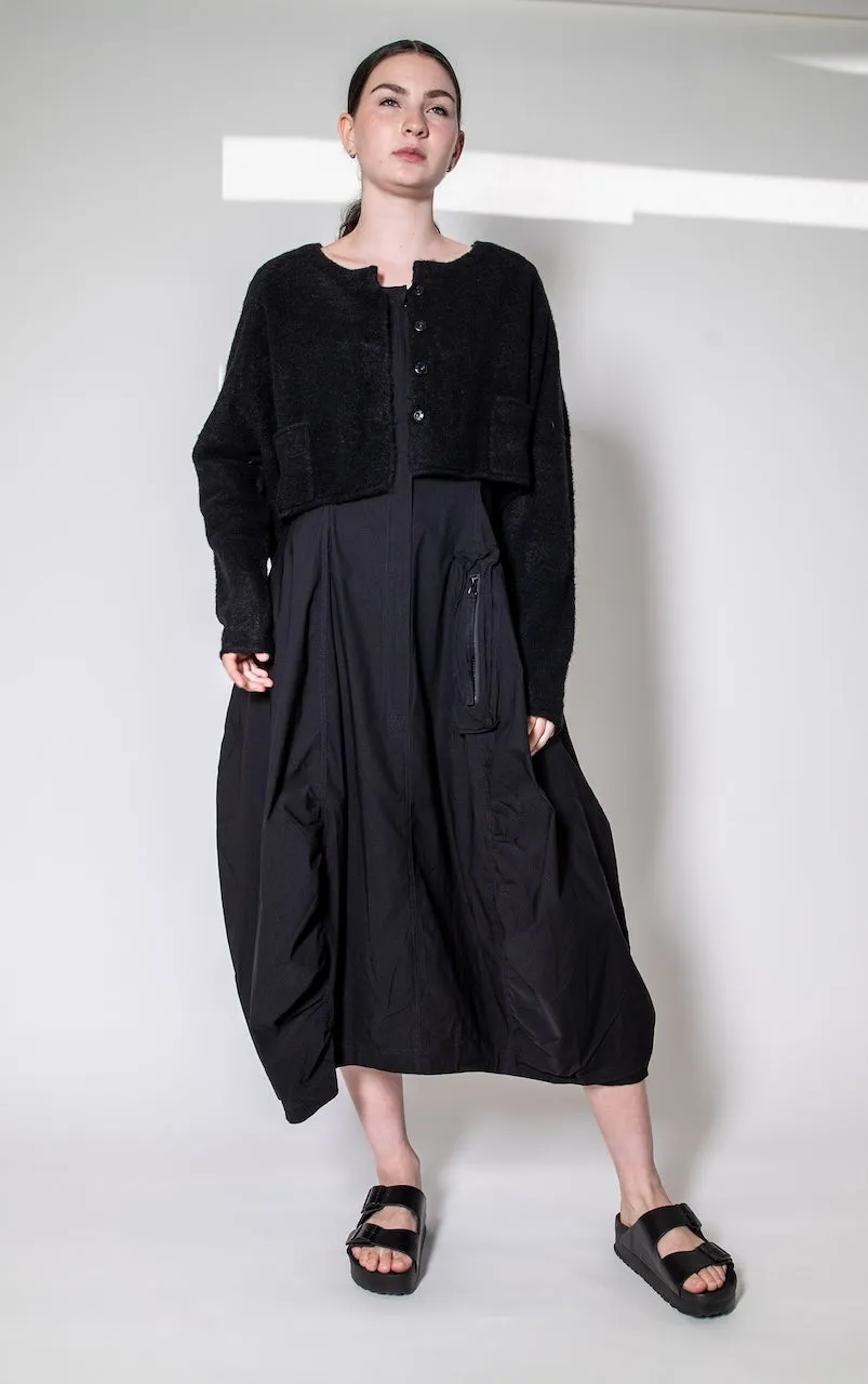 Black Label Cropped Cardigan in Black