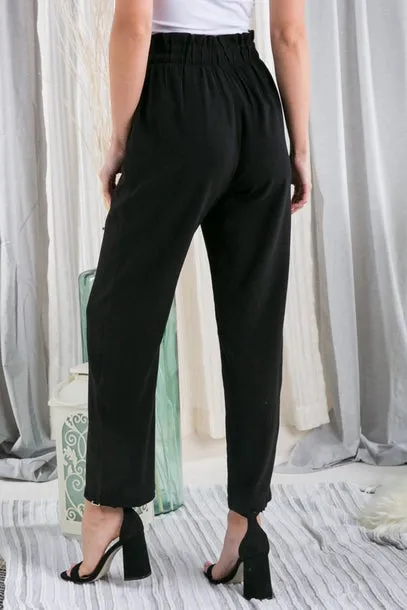 Black Wide Leg Pants with Wide Waistband