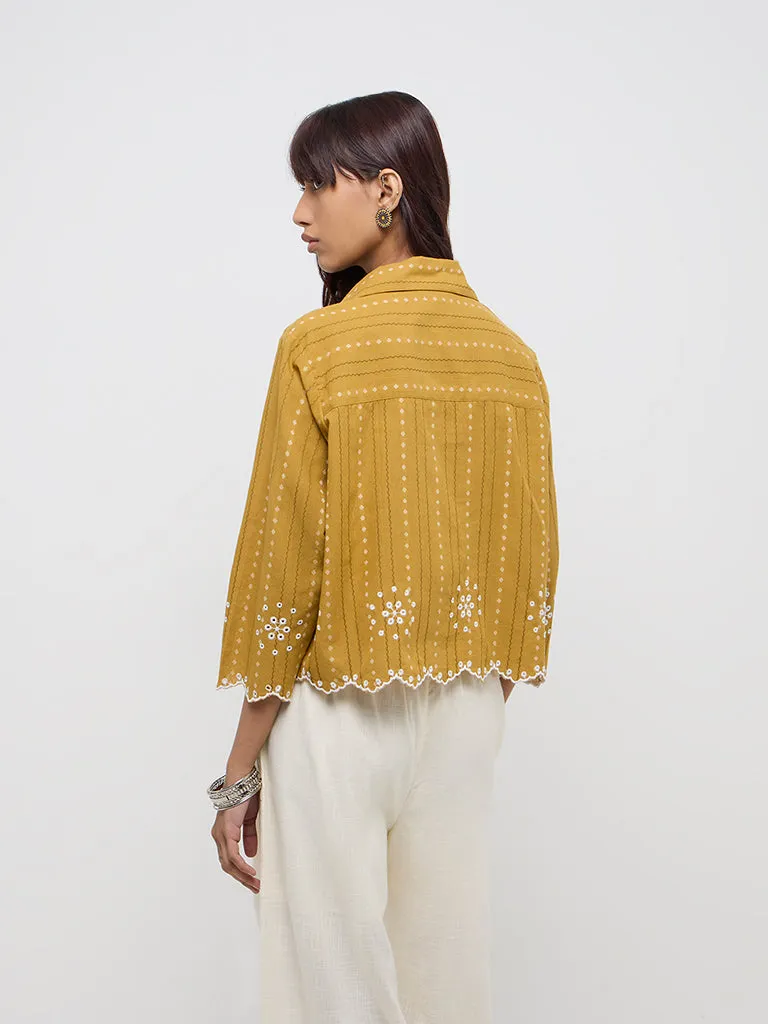 Bombay Paisley Mustard Stripe Printed Cotton Shirt