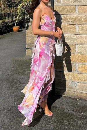 BT3259 Floral Ruffle Cami Dress