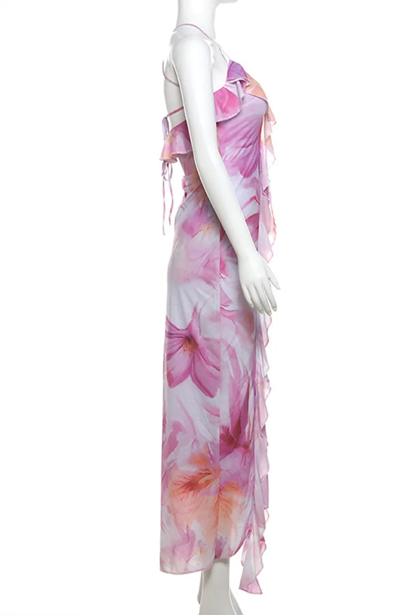 BT3259 Floral Ruffle Cami Dress