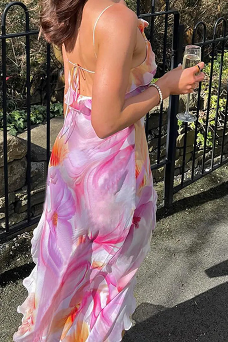 BT3259 Floral Ruffle Cami Dress