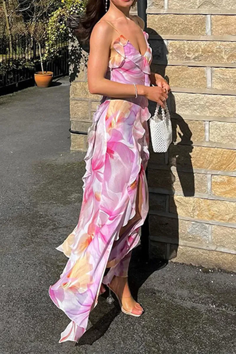 BT3259 Floral Ruffle Cami Dress