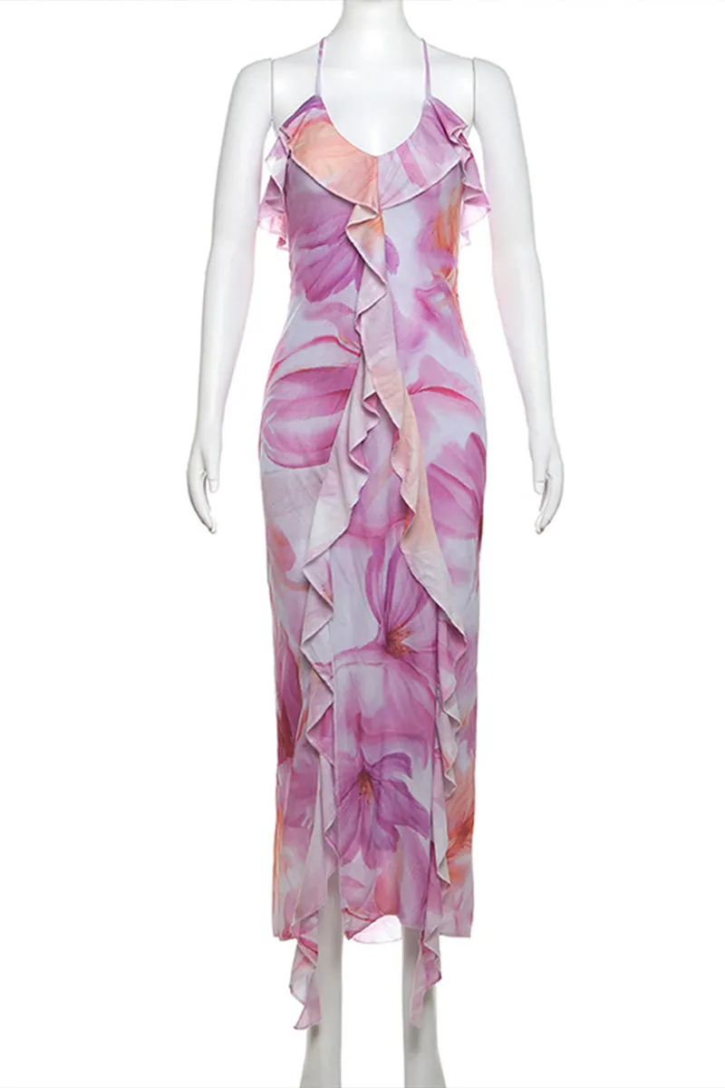 BT3259 Floral Ruffle Cami Dress
