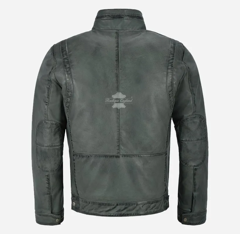CAIN Men's Casual Blouson Leather Jacket Soft Lambskin Jacket