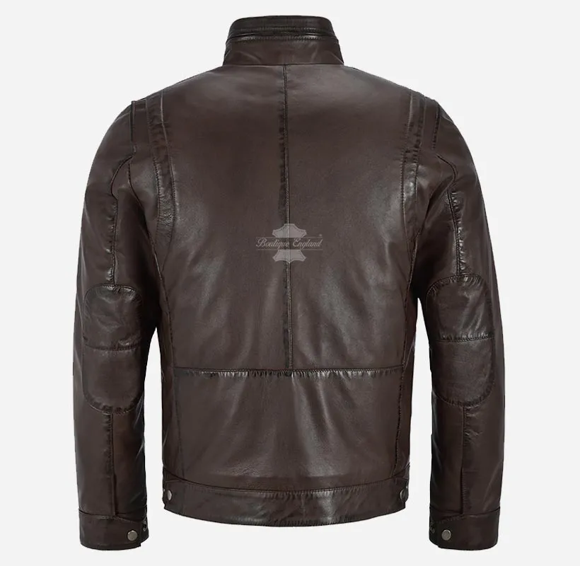 CAIN Men's Casual Blouson Leather Jacket Soft Lambskin Jacket