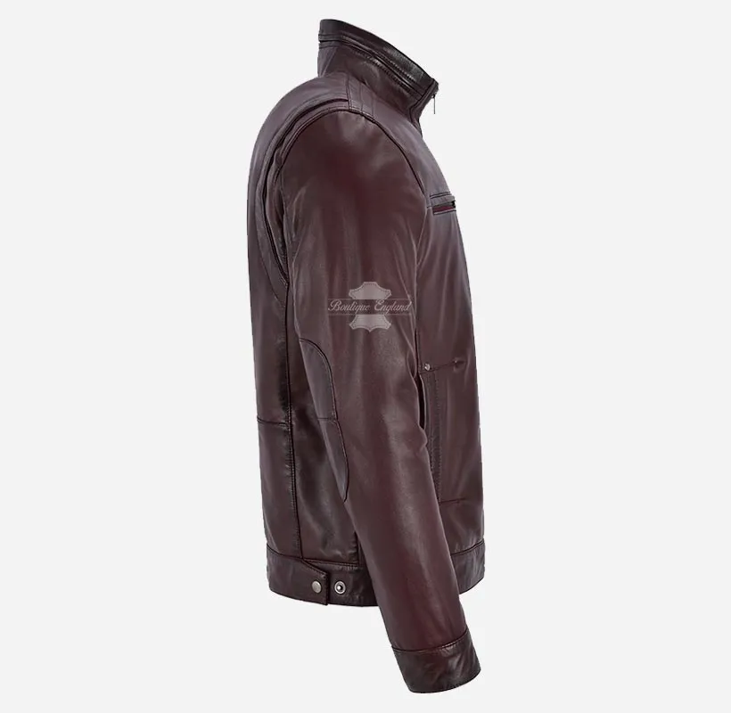 CAIN Men's Casual Blouson Leather Jacket Soft Lambskin Jacket