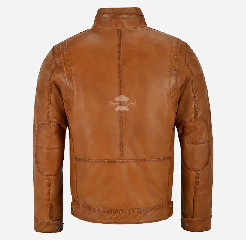 CAIN Men's Casual Blouson Leather Jacket Soft Lambskin Jacket