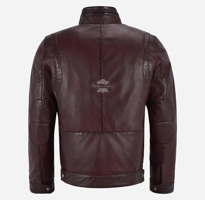 CAIN Men's Casual Blouson Leather Jacket Soft Lambskin Jacket