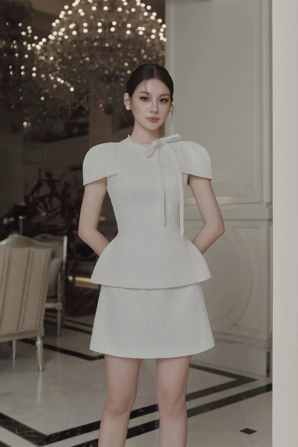 Calla A-line High Waist Tweed Mini Skirt