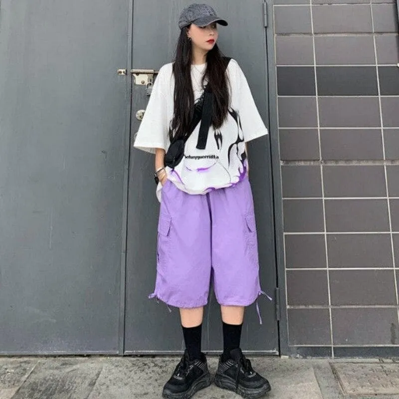 Cargo Shorts With Big Pocket And Elastic Waist