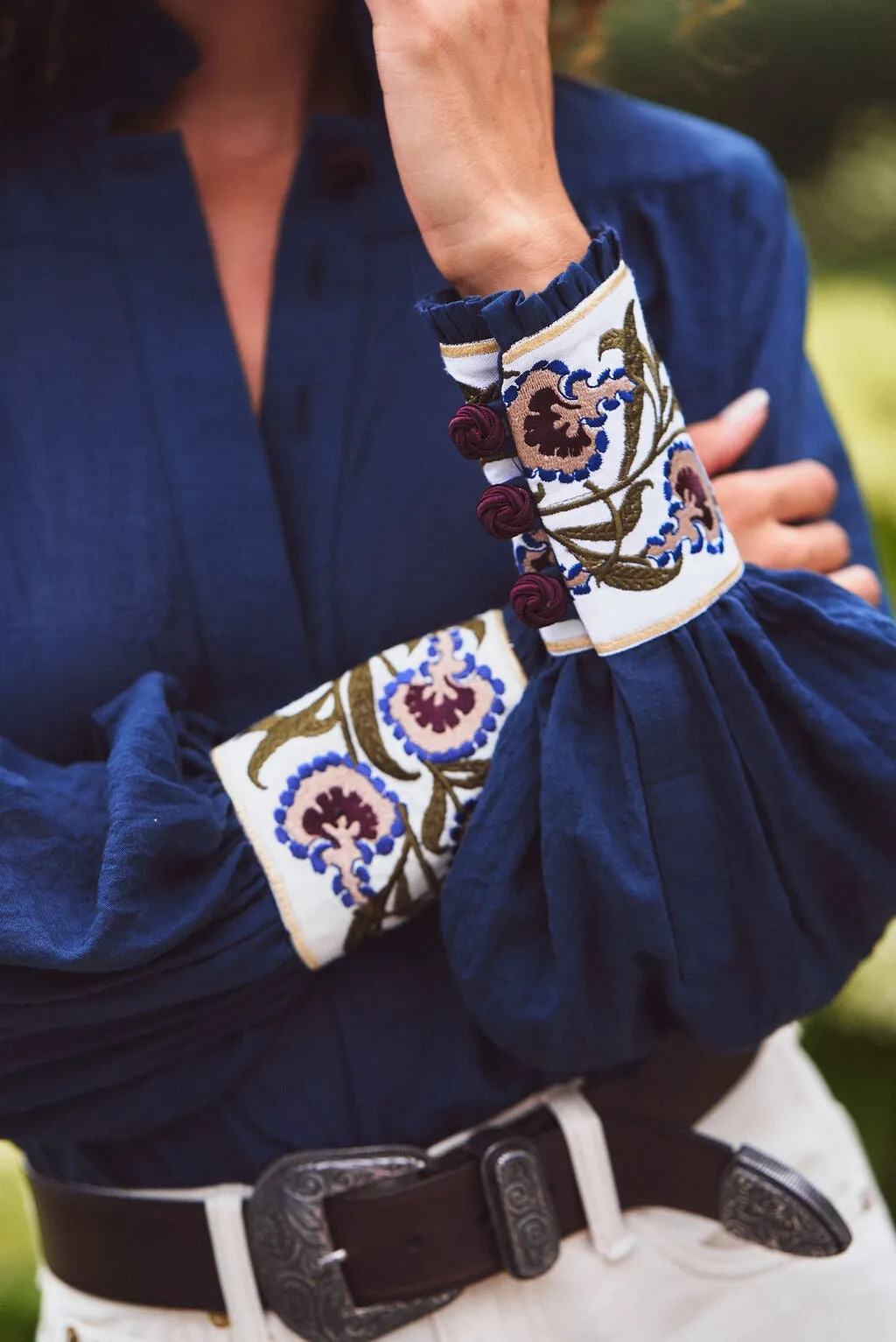 Carnation Blouse - Navy by Rosewater House