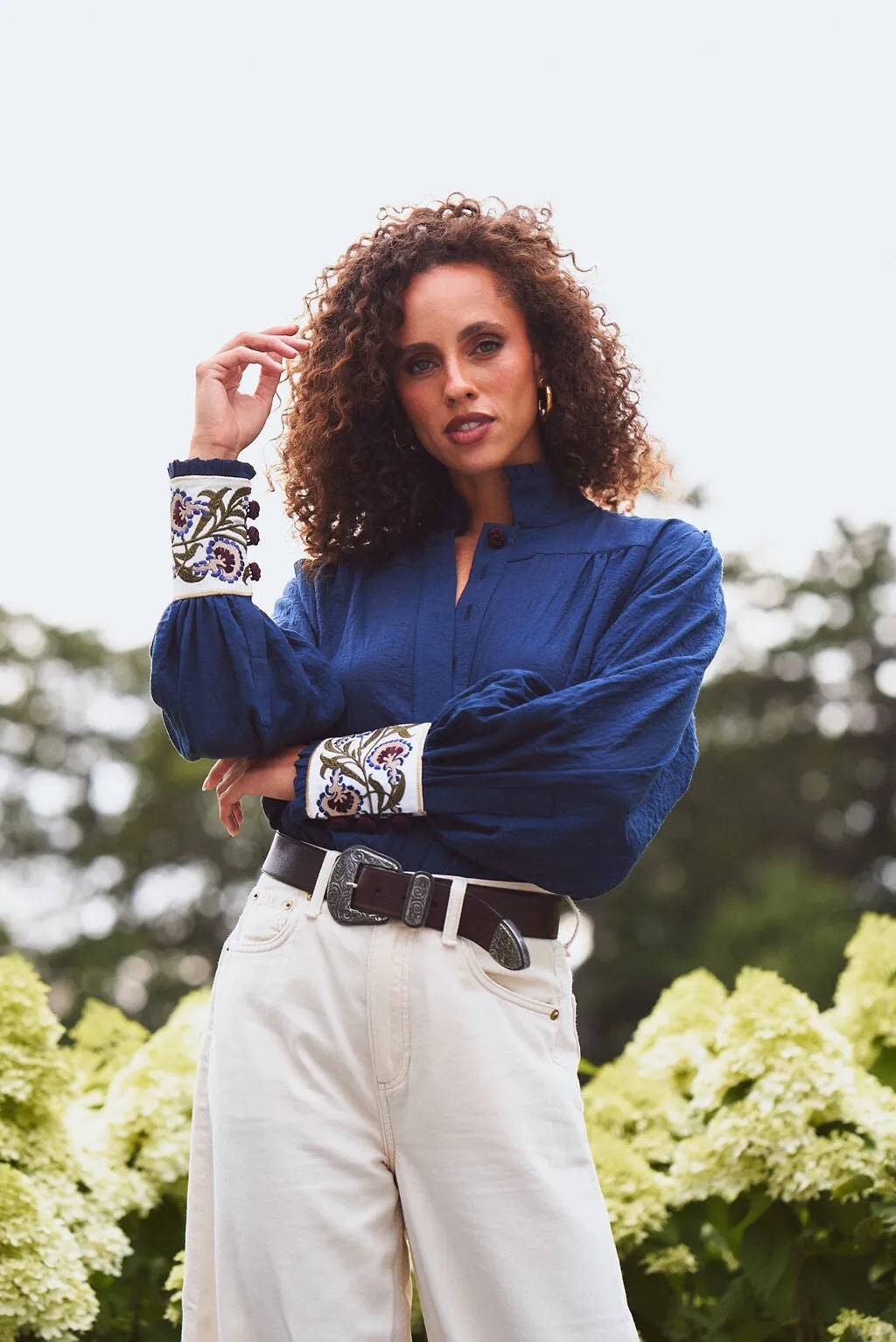 Carnation Blouse - Navy by Rosewater House