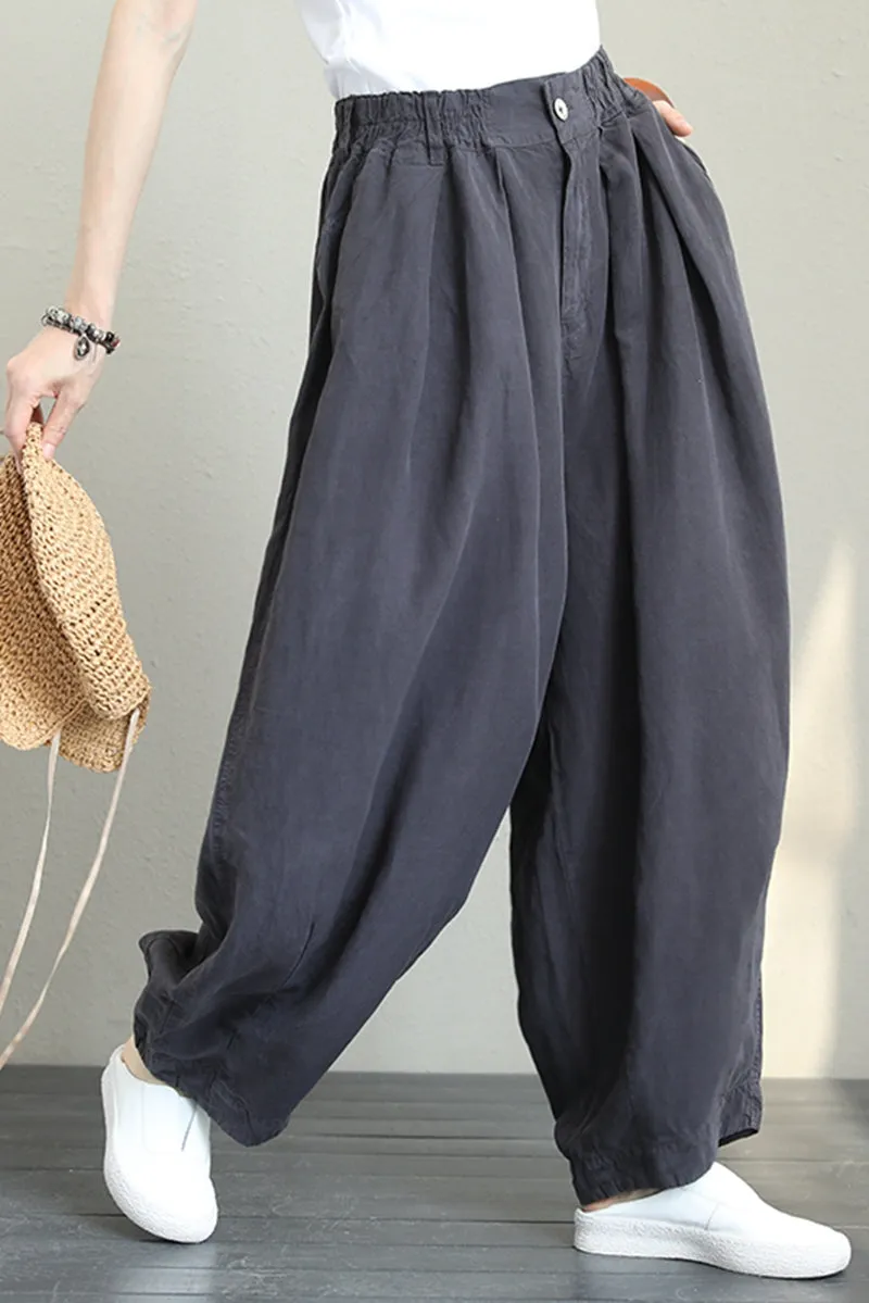 Casual Wide Leg Linen Pants Women Loose Trousers Q1290