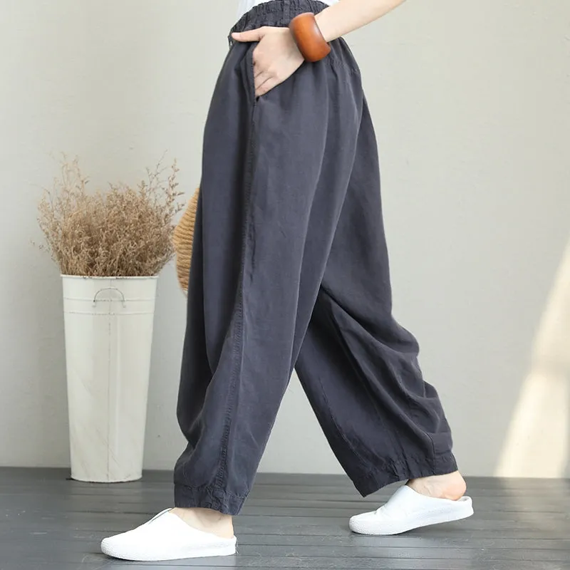 Casual Wide Leg Linen Pants Women Loose Trousers Q1290