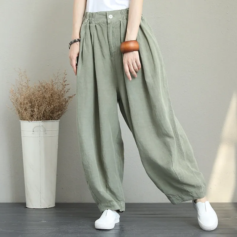 Casual Wide Leg Linen Pants Women Loose Trousers Q1290