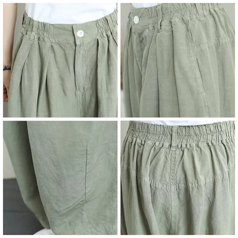 Casual Wide Leg Linen Pants Women Loose Trousers Q1290
