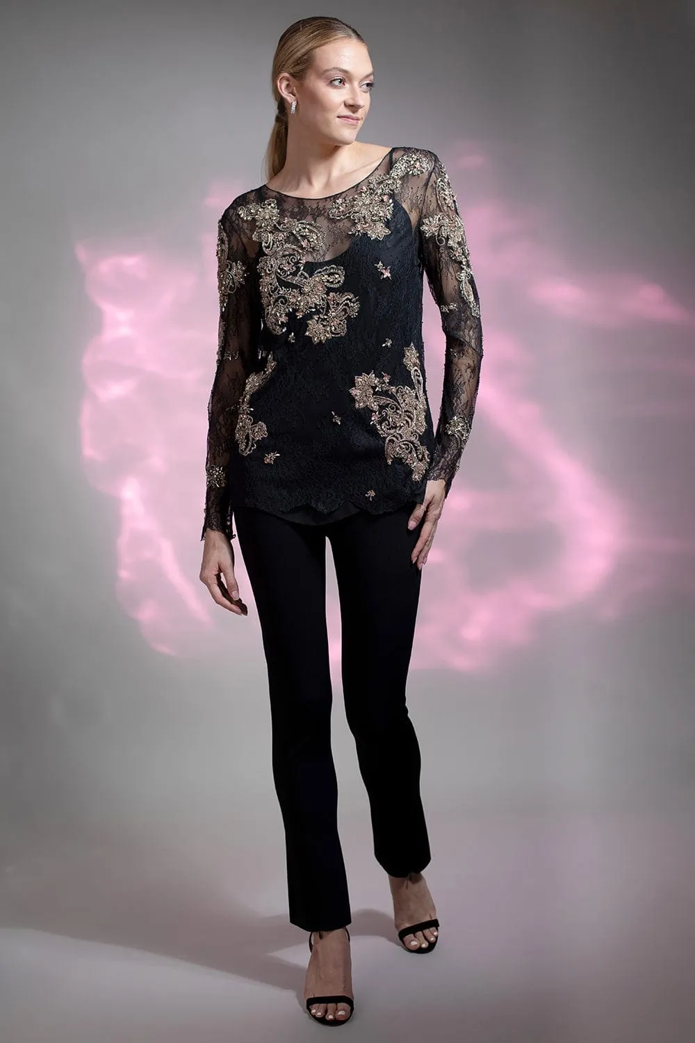 Chantilly Lace Top With Beading