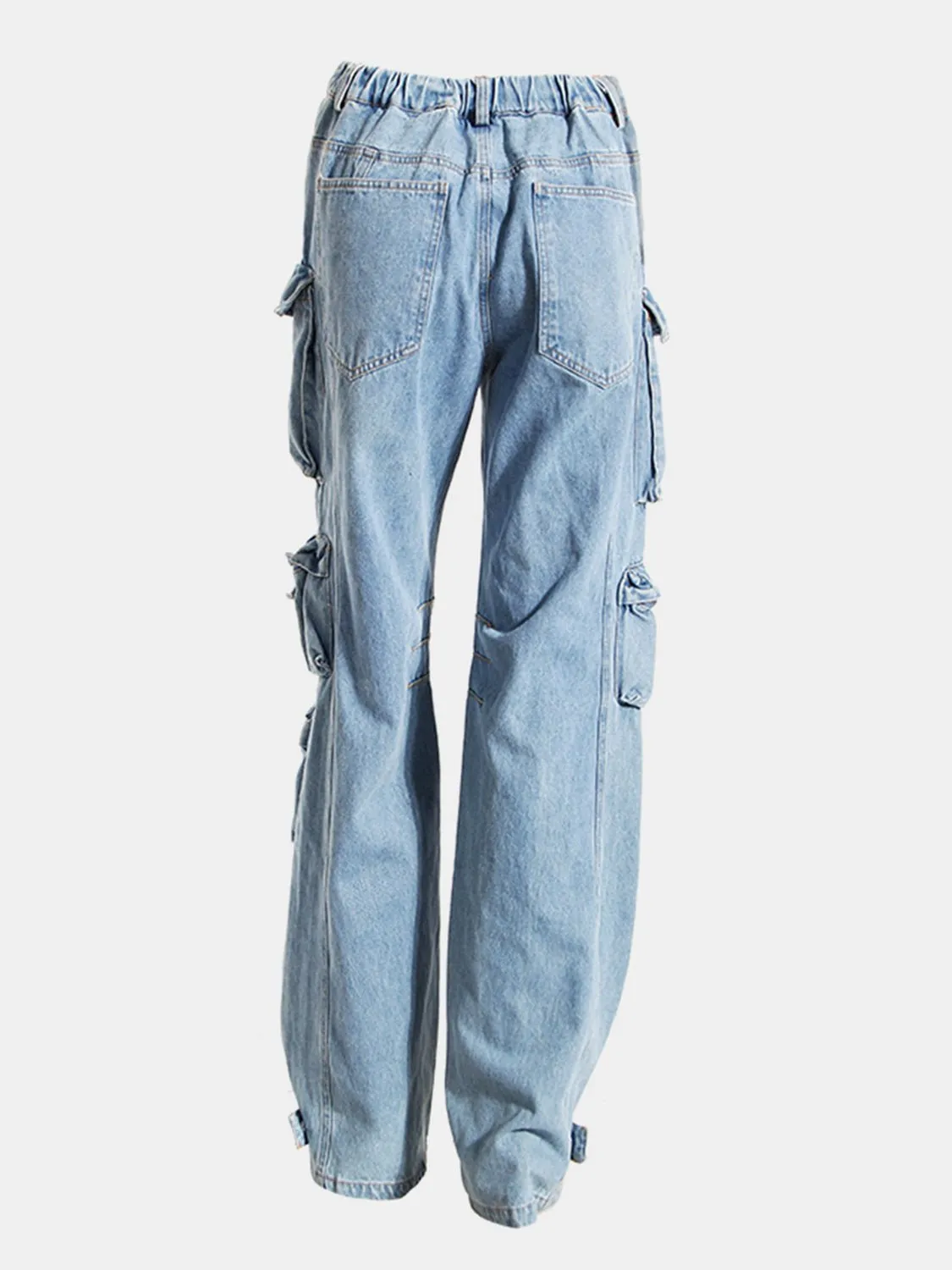 Chic Wide Leg Cargo Denim Pants