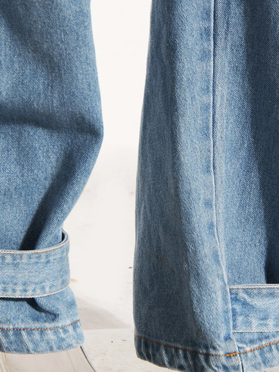 Chic Wide Leg Cargo Denim Pants