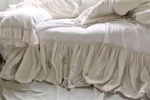 Clementine Tatter Ruffle Poplin Bedskirt-Creme or White