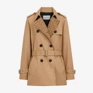 COACH Women Lapel Short Trench - Classic Khaki