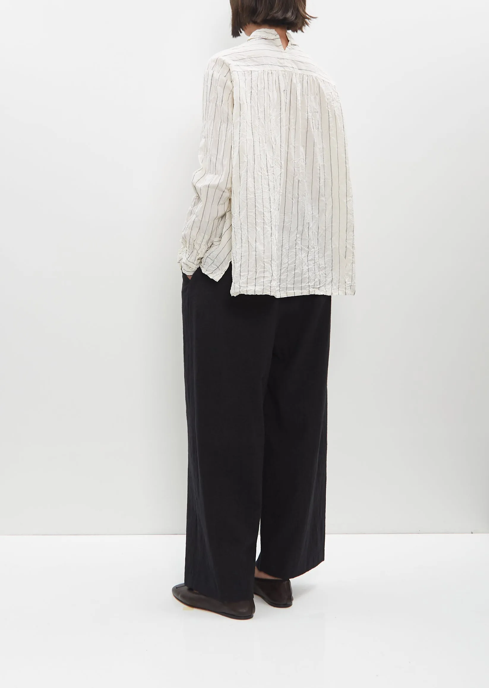 Crinkle Cotton Striped Blouse