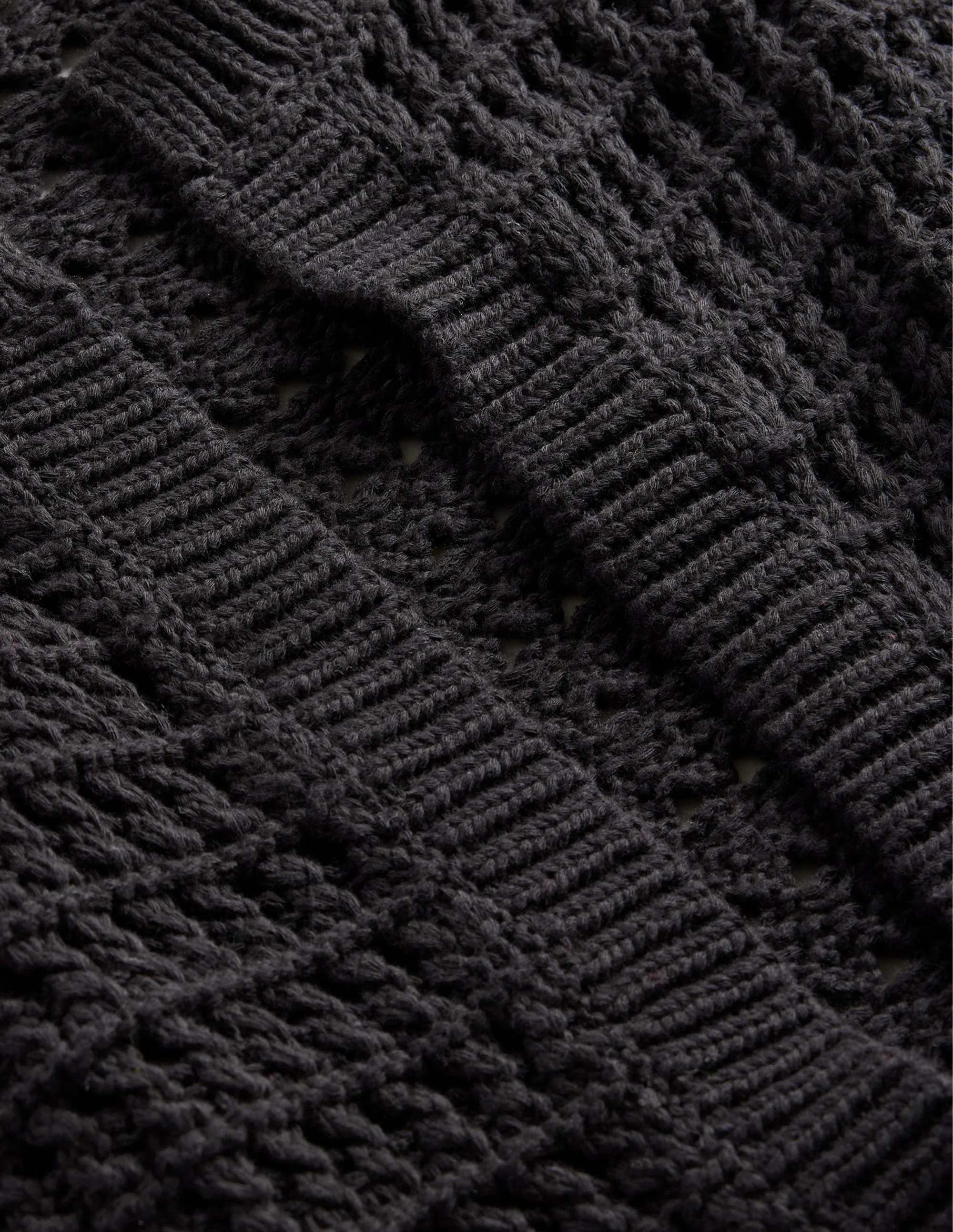 Cropped Crochet Cardigan-Black