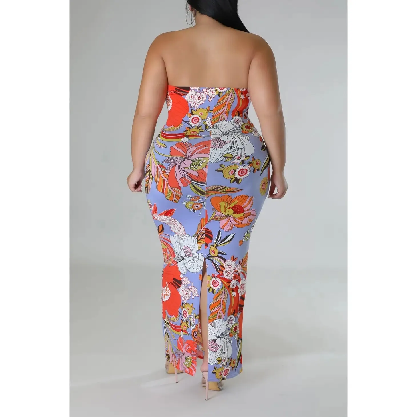 Floral Backless Curvy Fit Maxi Dress