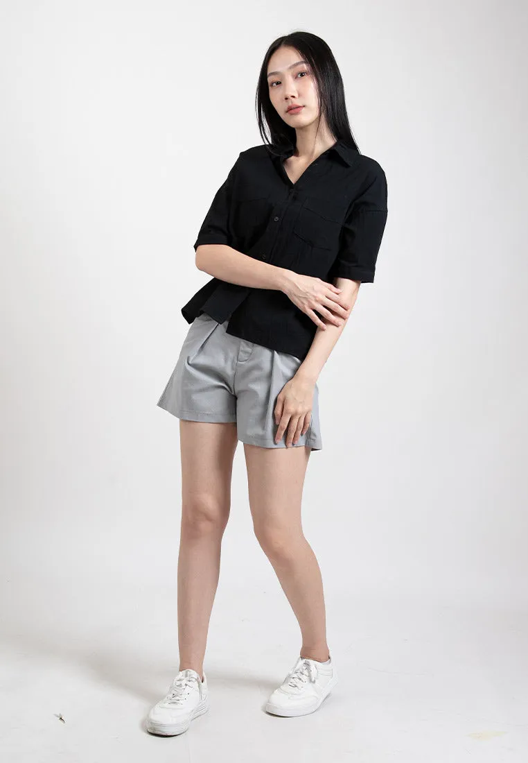 Forest Ladies Tailored Cotton Linen Shorts Women Bermuda Shorts | Seluar Pendek Perempuan 865106