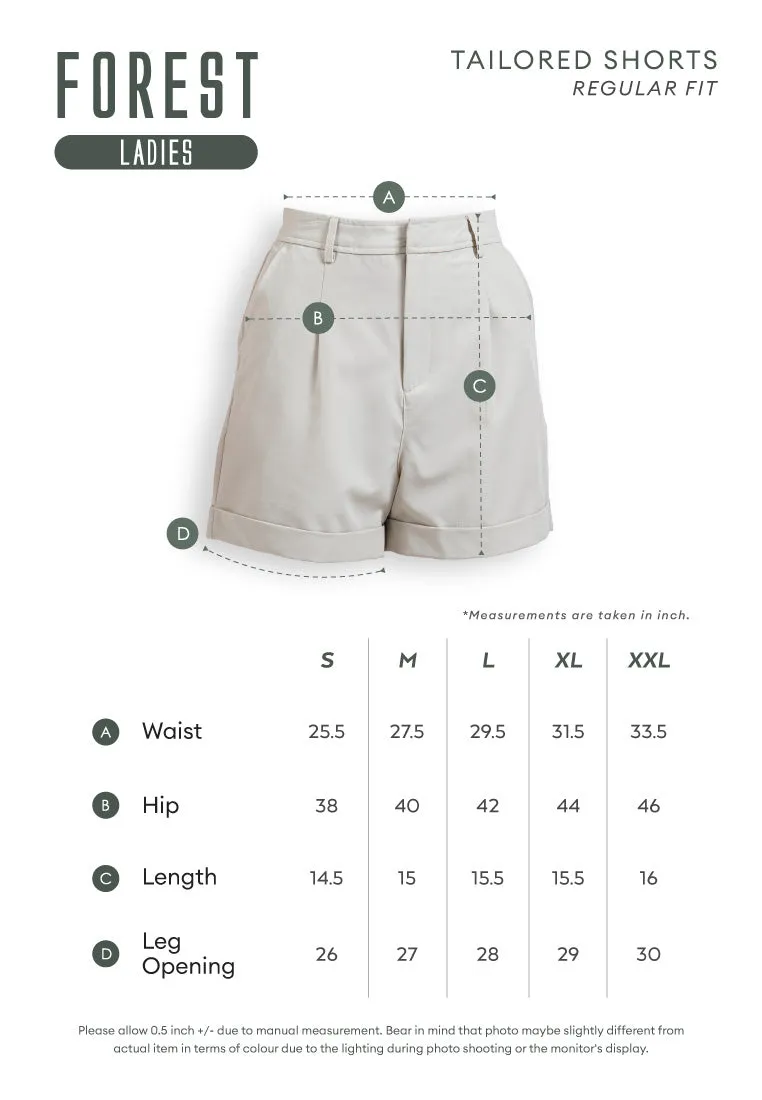 Forest Ladies Tailored Cotton Linen Shorts Women Bermuda Shorts | Seluar Pendek Perempuan 865106